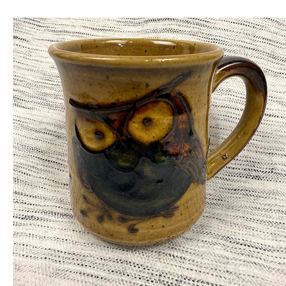 Vintage MCM Otagiri Brown Speckled Owl Mug Handpainted Retro Cottagecore Boho